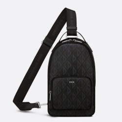 Replica Borsa a tracolla in tela Dior Mini Rider CD Diamond nera