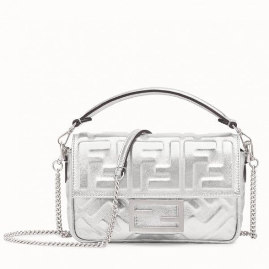 Replica Mini Borsa Fendi Baguette Con Motivo FF Argento Replica Mini Borsa Fendi Baguette Con Motivo FF Argento
