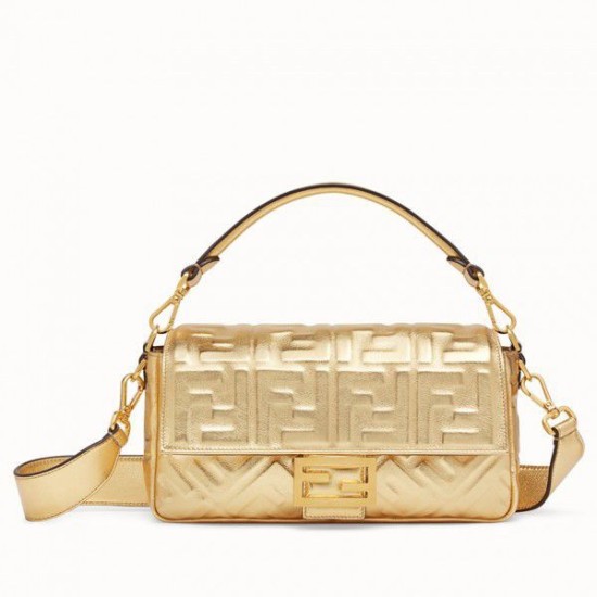 Replica Borsa Fendi Baguette Media Con Motivo FF Oro Replica Borsa Fendi Baguette Media Con Motivo FF Oro