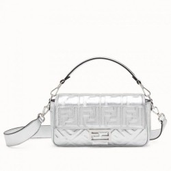 Replica Borsa Fendi Baguette Media Con Motivo FF Argento