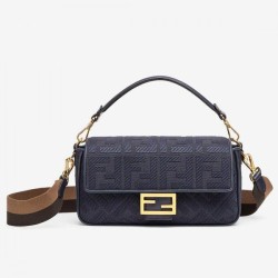 Replica Borsa Fendi Baguette Media FF Blu