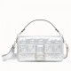 Replica Fendi Baguette Borsa Grande In Pelle Di Agnello Con Motivo FF Argento