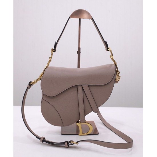 Replica Borsa da sella Christian Dior con cinturino caffè scuro