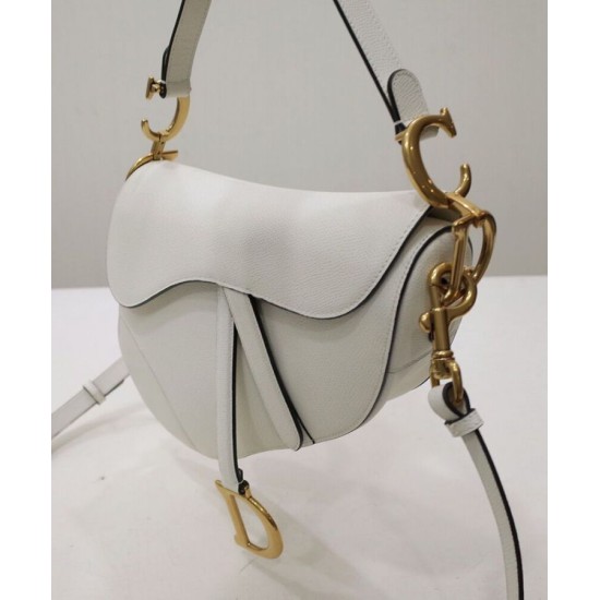 Replica Christian Dior Mini borsa a sella con cinturino bianco