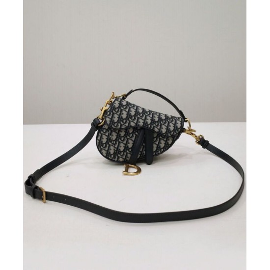 Replica Borsa Christian Dior Mini Saddle Con Tracolla Blu Scuro