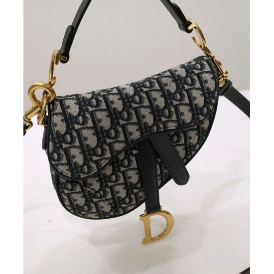 Replica Borsa Christian Dior Mini Saddle Con Tracolla Blu Scuro