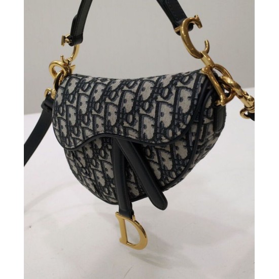 Replica Borsa Christian Dior Mini Saddle Con Tracolla Blu Scuro