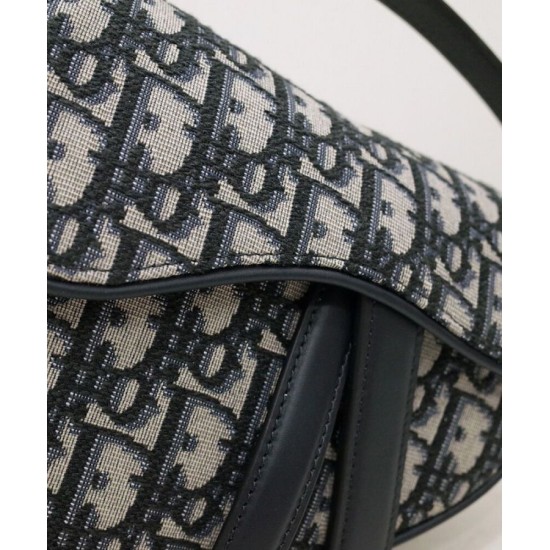 Replica Borsa Christian Dior Mini Saddle Con Tracolla Blu Scuro