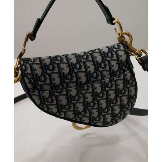 Replica Borsa Christian Dior Mini Saddle Con Tracolla Blu Scuro
