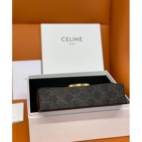 Replica Celine Box Triomphe In Tela Triomphe E Pelle Di Vitello Caffè