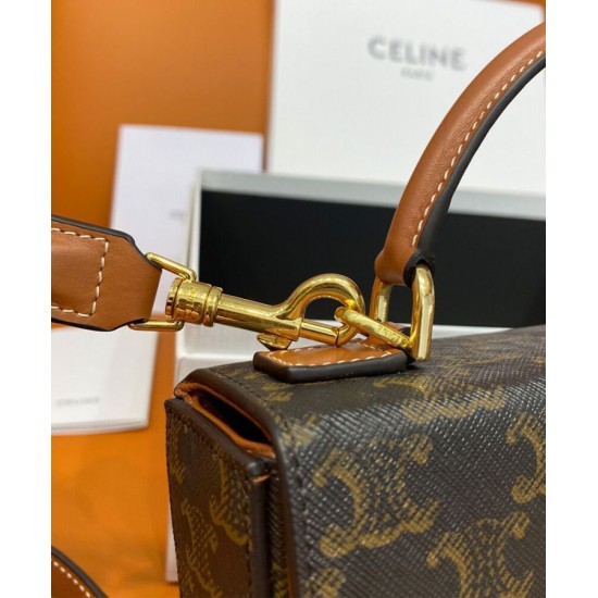 Replica Celine Box Triomphe In Tela Triomphe E Pelle Di Vitello Caffè