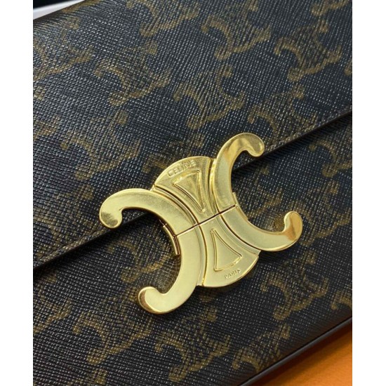 Replica Celine Box Triomphe In Tela Triomphe E Pelle Di Vitello Caffè