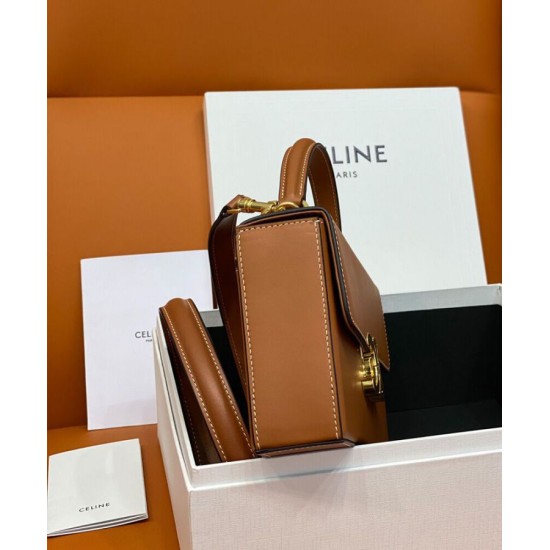 Replica Celine Box Triomphe In Pelle Di Vitello Naturale Caffè