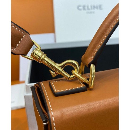 Replica Celine Box Triomphe In Pelle Di Vitello Naturale Caffè