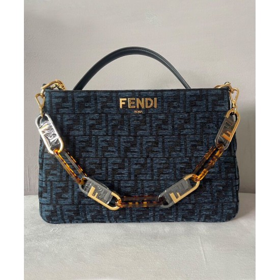Replica Borsa con zip Fendi O'Lock 8BR805 blu