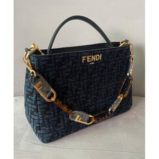Replica Borsa con zip Fendi O'Lock 8BR805 blu