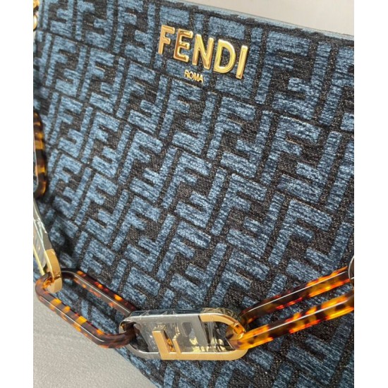 Replica Borsa con zip Fendi O'Lock 8BR805 blu
