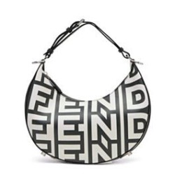 Replica Fendi Fendigraphy Piccola Capsule Bag Fendi Roma in pelle stampata bicolore 8BR798 Nera