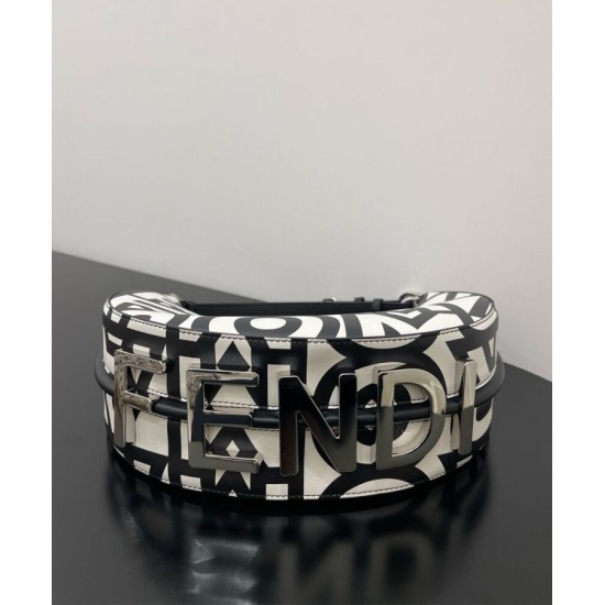 Replica Fendi Fendigraphy Piccola Capsule Bag Fendi Roma in pelle stampata bicolore 8BR798 Nera Replica Fendi Fendigraphy Piccola Capsule Bag Fendi Roma in pelle stampata bicolore 8BR798 Nera