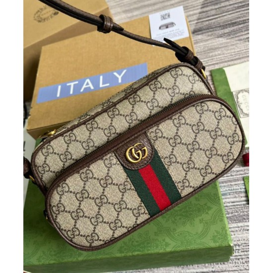 Replica Borsa a tracolla piccola Ophidia Gucci 723312 Caffè scuro