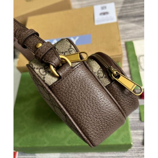 Replica Borsa a tracolla piccola Ophidia Gucci 723312 Caffè scuro
