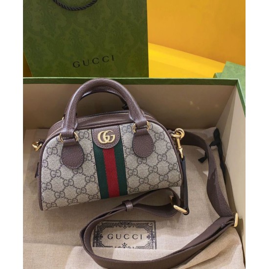 Replica Borsa con manico superiore Gucci Ophidia Mini GG 724606 Caffè scuro