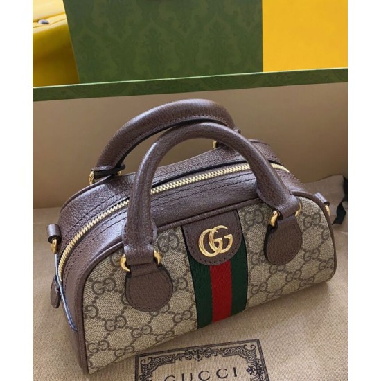 Replica Borsa con manico superiore Gucci Ophidia Mini GG 724606 Caffè scuro