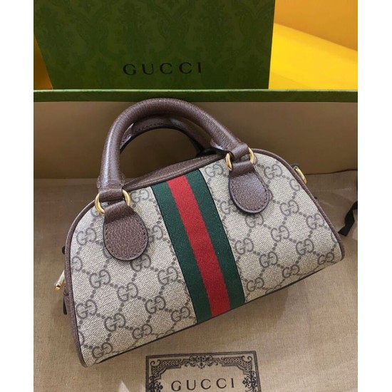 Replica Borsa con manico superiore Gucci Ophidia Mini GG 724606 Caffè scuro