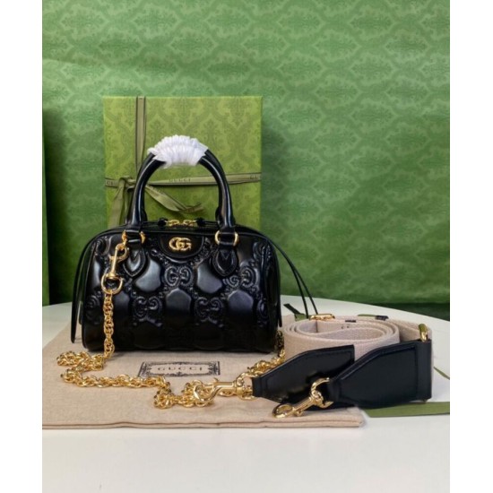 Replica Mini borsa in pelle Gucci GG Matelasse 702251 nera