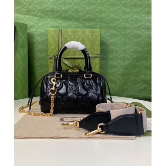 Replica Mini borsa in pelle Gucci GG Matelasse 702251 nera