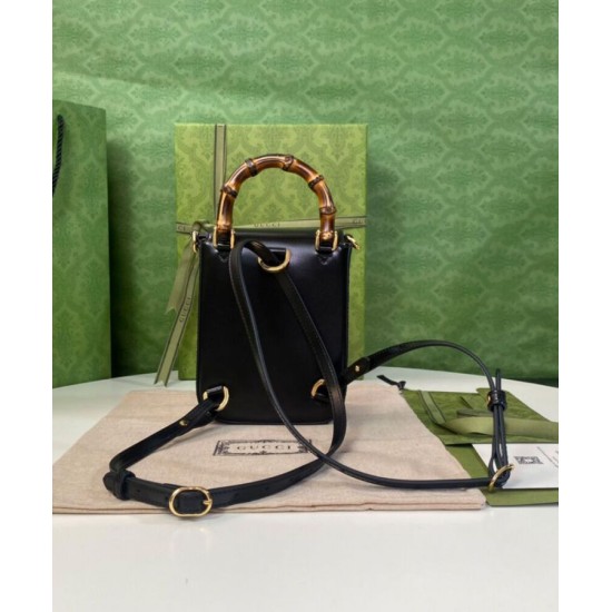 Replica Mini borsa Gucci Bamboo 702106 nera