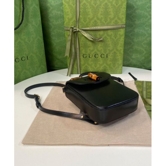 Replica Mini borsa Gucci Bamboo 702106 nera