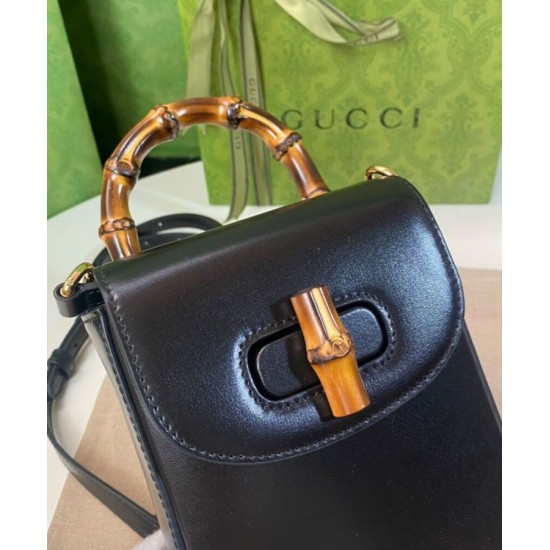 Replica Mini borsa Gucci Bamboo 702106 nera