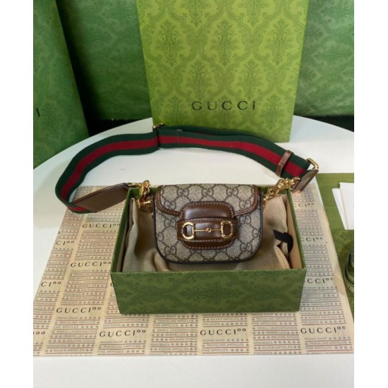 Replica Portafoglio con cinturino Gucci Horsebit 1955 699760 Caffè scuro