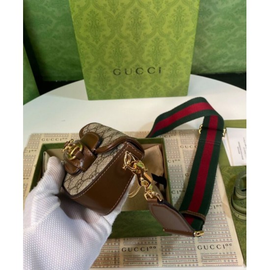 Replica Portafoglio con cinturino Gucci Horsebit 1955 699760 Caffè scuro