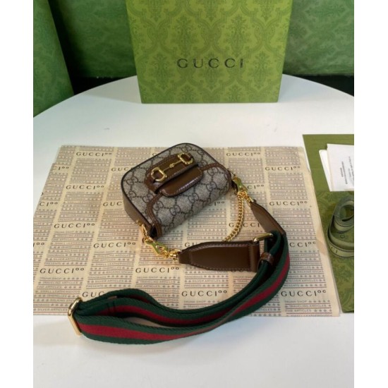 Replica Portafoglio con cinturino Gucci Horsebit 1955 699760 Caffè scuro