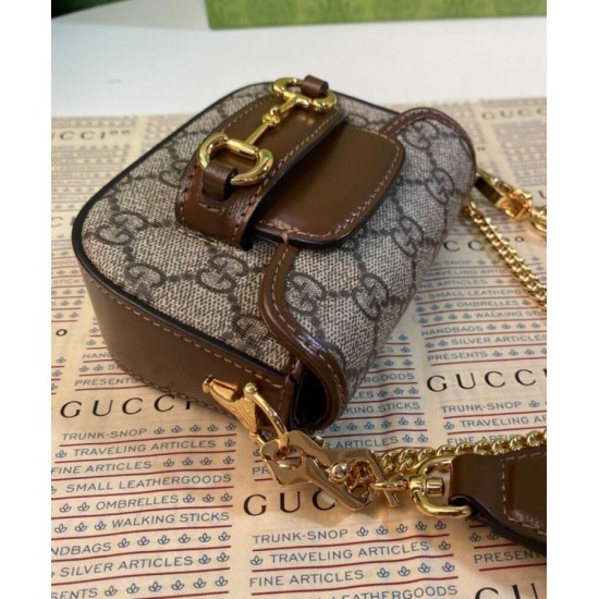 Replica Portafoglio con cinturino Gucci Horsebit 1955 699760 Caffè scuro