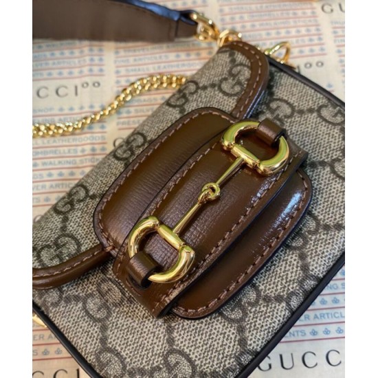 Replica Portafoglio con cinturino Gucci Horsebit 1955 699760 Caffè scuro