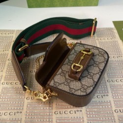 Replica Portafoglio con cinturino Gucci Horsebit 1955 699760 Caffè scuro
