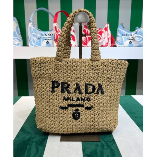 Replica Borsa tote Prada piccola in rafia Albicocca Replica Borsa tote Prada piccola in rafia Albicocca