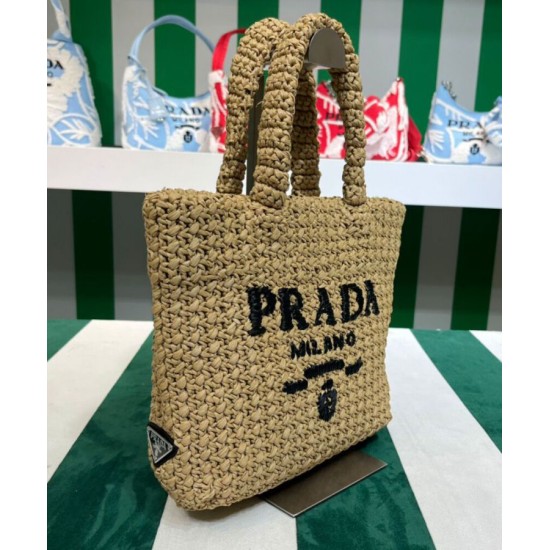 Replica Borsa tote Prada piccola in rafia Albicocca Replica Borsa tote Prada piccola in rafia Albicocca