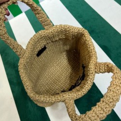 Replica Borsa tote Prada piccola in rafia Albicocca