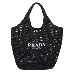 Replica Borsa tote Prada in rafia nera