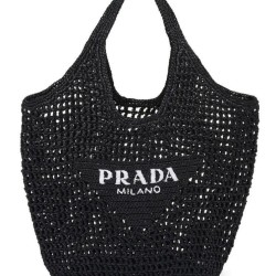 Replica Borsa tote Prada in rafia nera