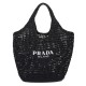 Replica Borsa tote Prada in rafia nera