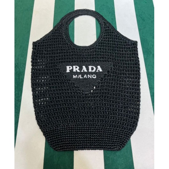 Replica Borsa tote Prada in rafia nera