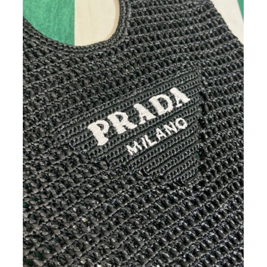 Replica Borsa tote Prada in rafia nera