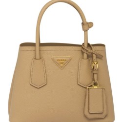 Replica Mini Borsa Prada Doppia In Pelle Saffiano Albicocca