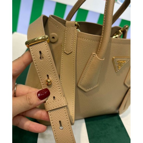 Replica Mini Borsa Prada Doppia In Pelle Saffiano Albicocca