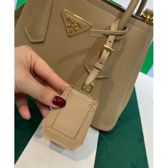 Replica Mini Borsa Prada Doppia In Pelle Saffiano Albicocca